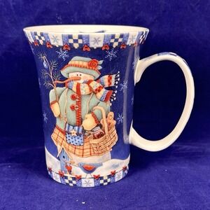 2007 Diane Arthurs Snowman CHRISTMAS MUG Seagull Studios Fine Porcelain Country